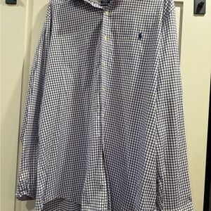 Ralph Lauren Navy and White Checkered Shirt- Performance